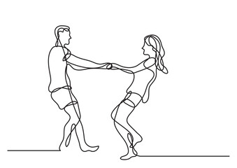 continuous line drawing loving couple 3 - PNG image with transparent background