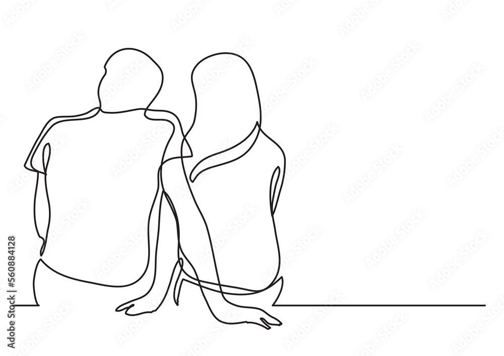 Canvas Prints single line drawing couple dating - PNG image with transparent background