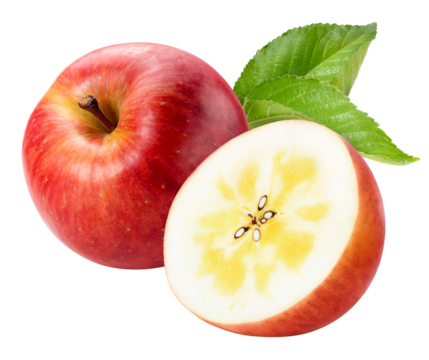 Honey core apple on white background, Sweet honey core apple fruit on white PNG File.