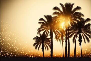 Fototapeta na wymiar palm silhouette on sunset