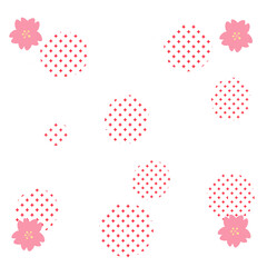 手書きの花と和柄の背景ー赤