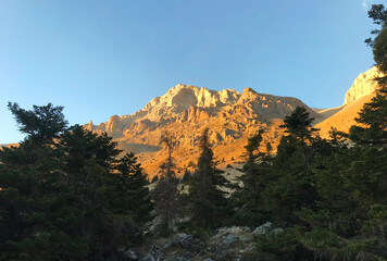 Sunset at Emli Valley and Emli Forest on Aladaglar National Park in Nigde, Turkey. Aladaglar is most important mountain range in Turkey.