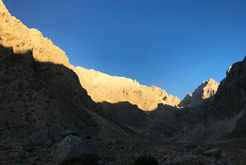 Sunset at Emli Valley on Aladaglar National Park in Nigde, Turkey. Aladaglar is most important mountain range in Turkey.