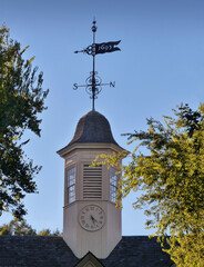 Clock Tower and Weathervane atop Christopher Wren Building, Williamsburg, Virginia 
