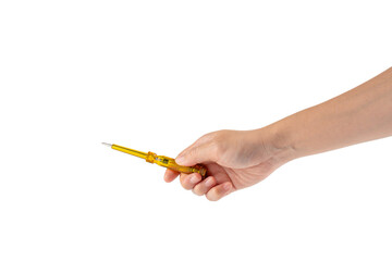 screwdriver tools in hand on transparent background