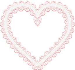 Frame of white wide lace ribbon in the shape of a heart