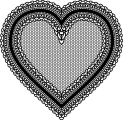Black lace tenderness heart. Embroidery chic doily for the design of invitations, cards or decoupage.