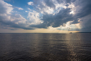 Fototapeta premium Beautiful landscape after a rainstom at Praia da Lua (Moon Beach) - Manaus, Amazonas, Brazil