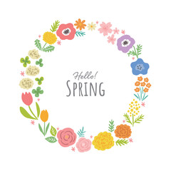 春の花のイラストのフレーム