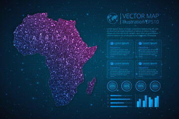 Fototapeta na wymiar Africa Continent map infographics template for diagram, graph, presentation and chart with abstract geometric mesh polygonal light concept on blue background. Vector Illustration EPS10.