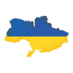 Isolated map of Ukraine with its flag Vector