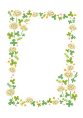 シロツメクサとクローバーのイラストのフレーム