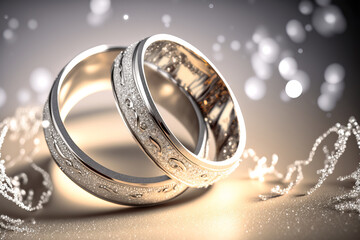 White gold wedding rings, ai generative