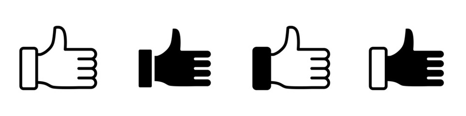 Conjunto de iconos de me gusta. Pulgar arriba. Concepto de aprobación. Ilustración vectorial