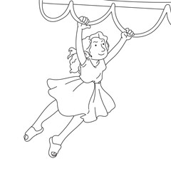 girl climbing in play ground doodle art
