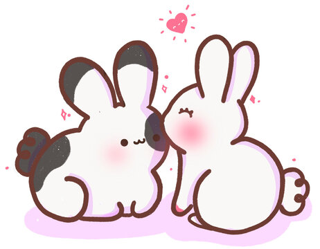 Conejos enamorados sin fondo