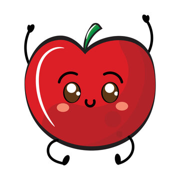 Isolated happy apple fruit cartoon character Vector