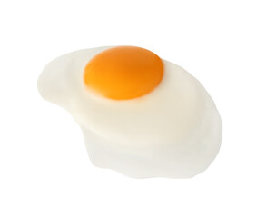 Tasty fried chicken egg isolated on white