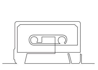 Obraz premium continuous line drawing audio cassette - PNG image with transparent background