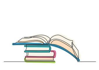 continuous line drawing books 3 colored - PNG image with transparent background