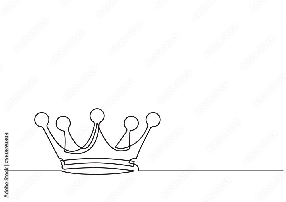 Poster one line isolated vector object crown - png image with transparent background