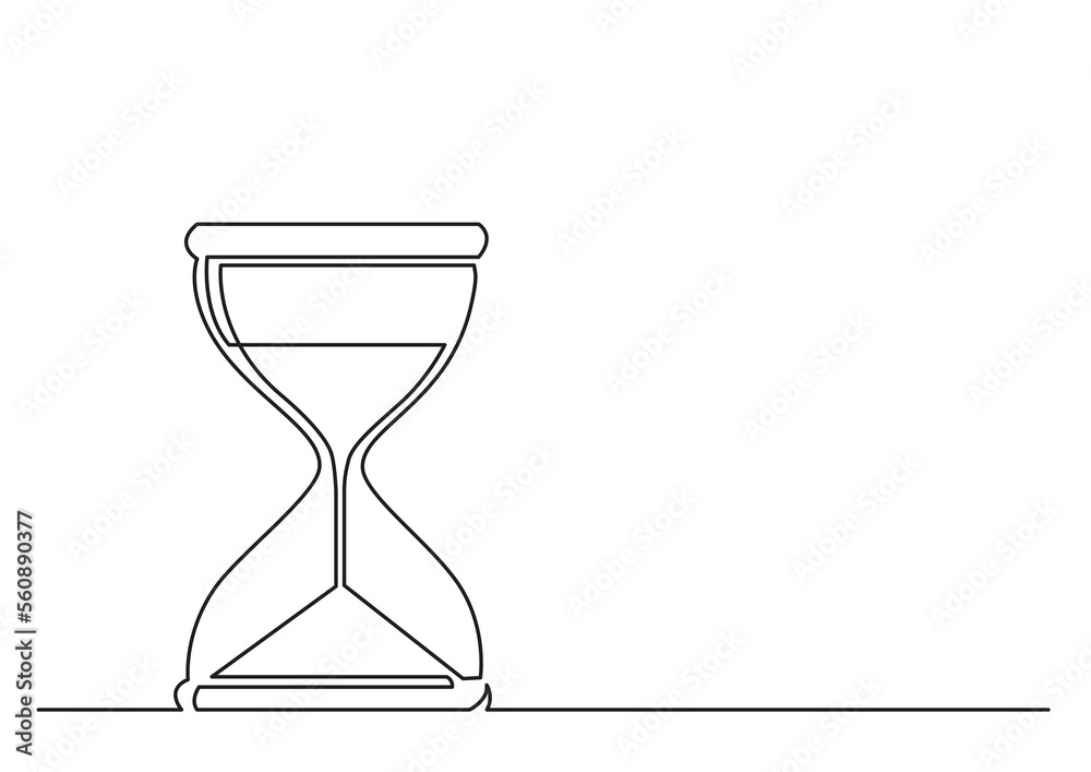 Poster one line isolated vector object hourglass - png image with transparent background