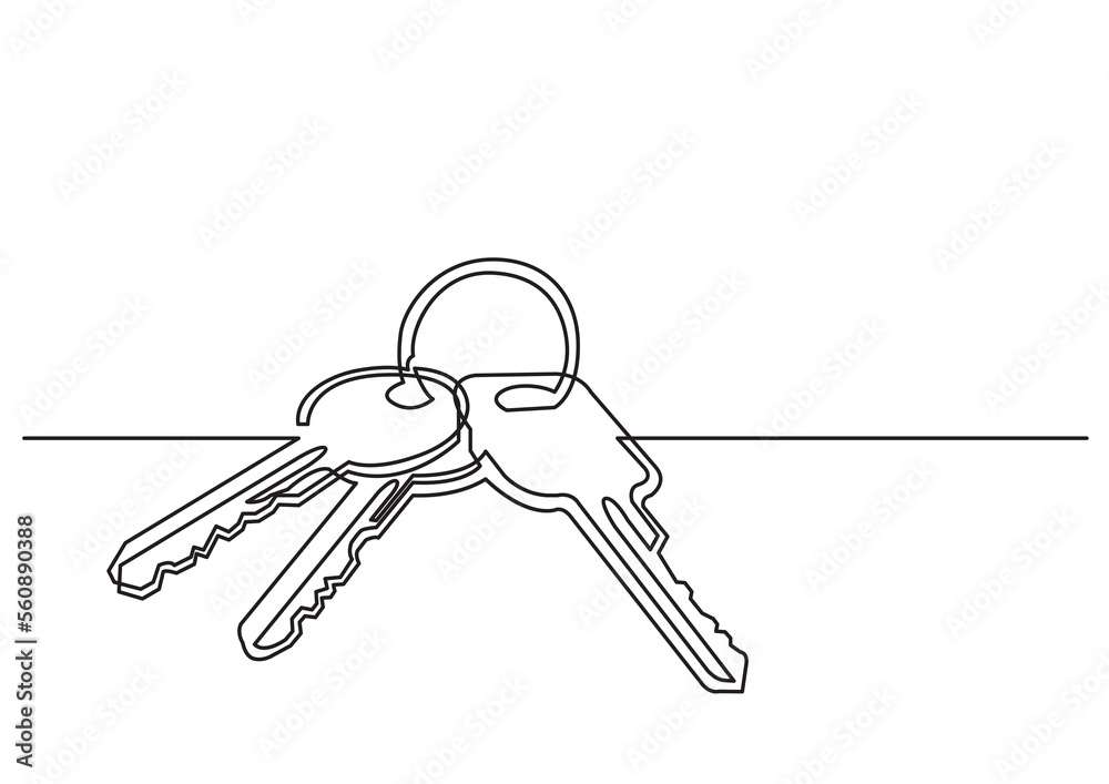 Sticker one line isolated vector object keys - PNG image with transparent background