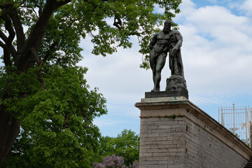 View of the statue of Hercules adorning the staircase of the Cameron Gallery in the Catherine Park...