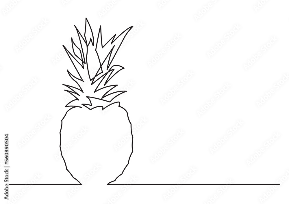 Poster one line isolated vector object pine apple - png image with transparent background
