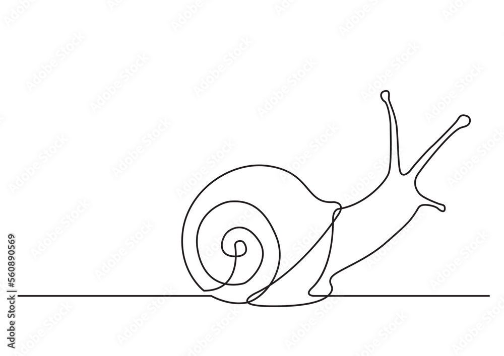 Poster one line isolated vector object snail - png image with transparent background