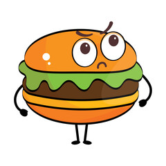 Isolated cute angry burger cartoon character Vector