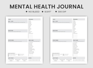 Mental health journal logbook planner template