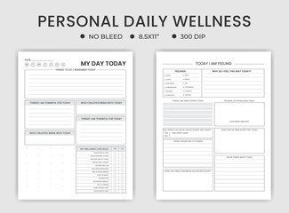 Personal daily wellness planner or logbook  kdp interior 