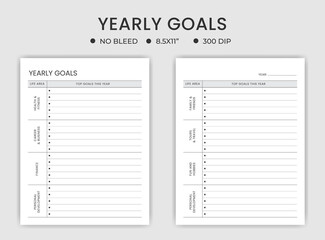 yearly goals planner or logbook kdp interior 