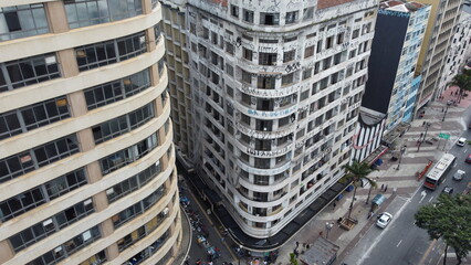 aerial view of building on avenue são joao in downtown São Paulo