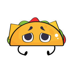 Isolated cute sad taco cartoon character Vector