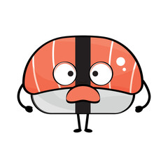 Isolated cute scared sushi cartoon character Vector
