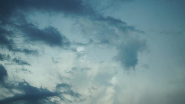 Timelapse of beautiful lush clouds. Nuclear explosion. A cloud in the form of a mushroom. An amazing natural formation of large cumulus clouds that appear to be moving like an explosion in the sky.