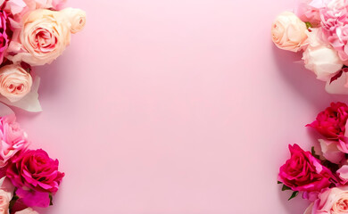 pink roses frame valentine day card
