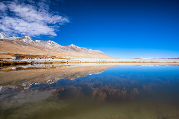 Pangong lake in the mountains of Ladakh, India