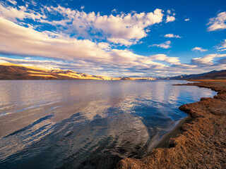 sunset over the Tso-moriri lake in Ladakh, India