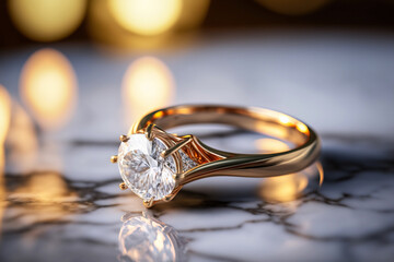 Beautiful wedding engagement ring macro image. Generative AI