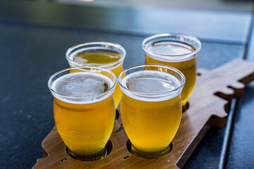 A flight of beer. Beer flights are small servings of various beers. They come in anywhere from 4-8 varieties depending on the brewery. Usually, customers will receive a small 3 – 5 oz. glass