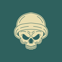 Skull with hat line art