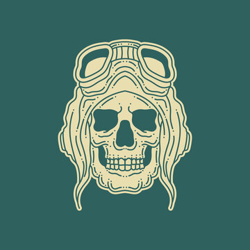 recommend clip art: Skull pilot helmet line art