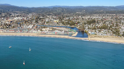 Fototapeta na wymiar Aerial view of Santa Cruz and Captiola, California