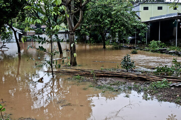 flooding in residential areas due to river overflow