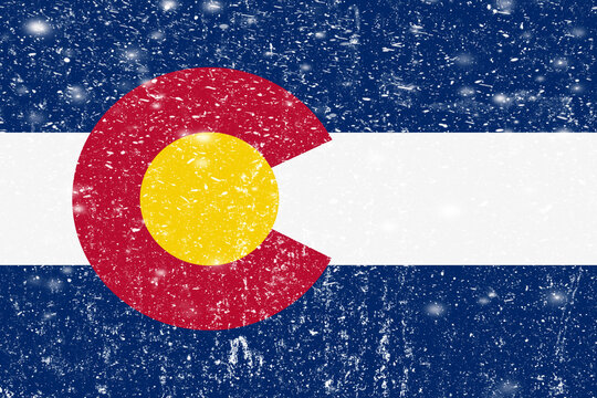 New concept Colorado flag White messy wall stucco texture background, Colorado flag paint, Colorado flag history, Colorado new flag.