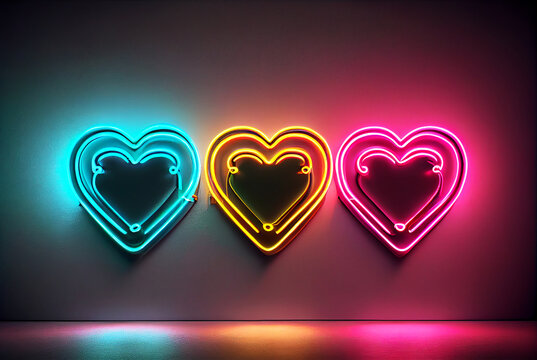 Heart love symbol, health, cardio sign on brick wall, cyber tech romance valentine day and ai concept concept. Abstract 3d rendering illustration.