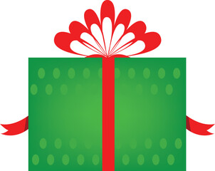 red green gift box on white background